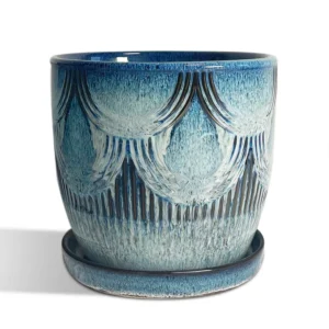 Reactive Blue Glaze Ceramic Planter (6 Inch)