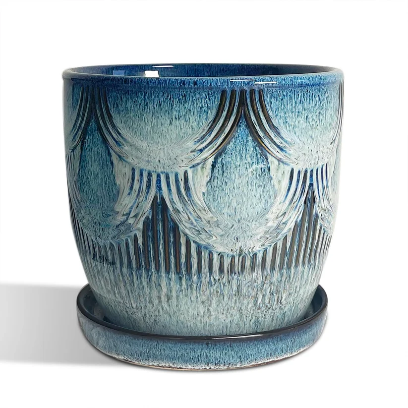 Reactive Blue Glaze Ceramic Planter (6 Inch)