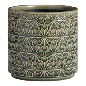 Stamped Floral Ceramic Planter (4 Inch)