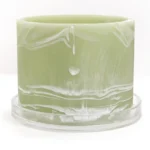 Celery & White Resin Planter - Handmade Plant Pot (6 Inch)