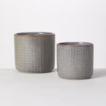Gray Ceramic Hobnail Textured Planter Pots (6 Inch)