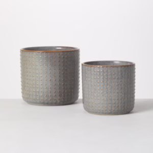 Gray Ceramic Hobnail Textured Planter Pots (6 Inch)